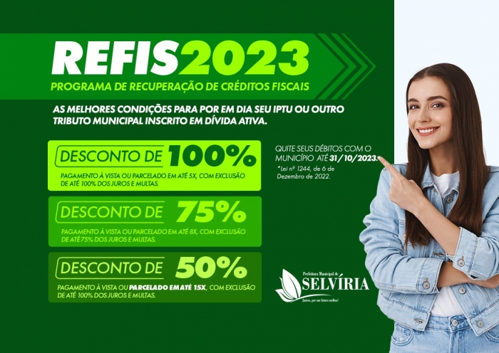 REFIS: Prefeitura de Selvíria continua parcelando pagamento de impostos atrasados com até 100% de desconto nos juros