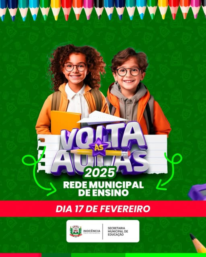 Dia 17 de fevereiro iniciam as aulas na rede municipal de Inocência